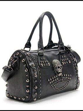 Skull Handbag Large Capacity Studded Doctor Style Shoulder Bag